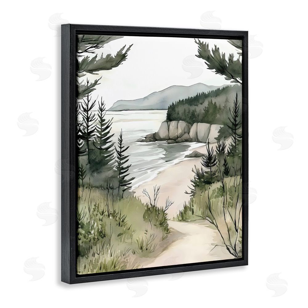 Riley B Coastal Calm Winding Path Black Floating Frame Canvas Wall Art Print