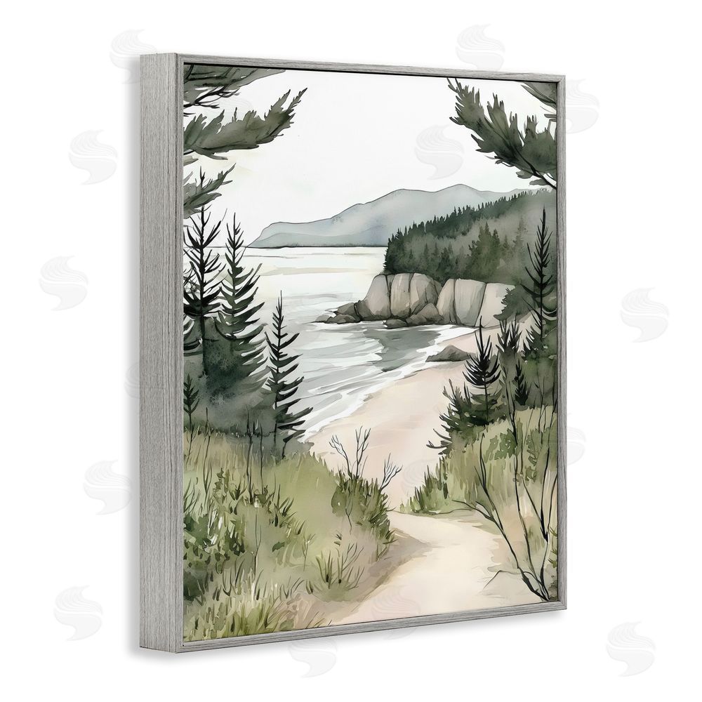 Riley B Coastal Calm Winding Path Gray Framed Giclee Wall Art Print