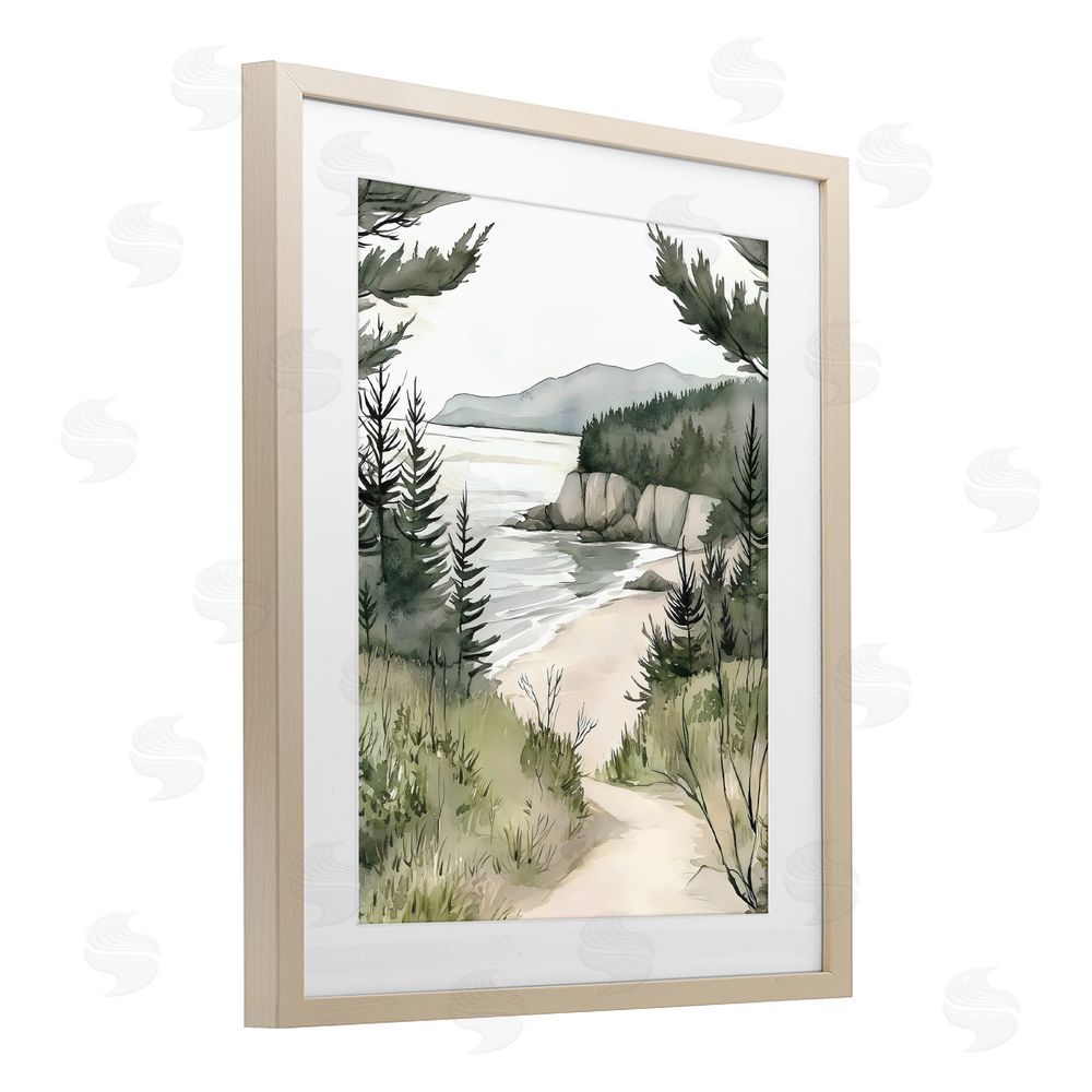 Riley B Coastal Calm Winding Path Brown Framed Print Under Glass Wall Art