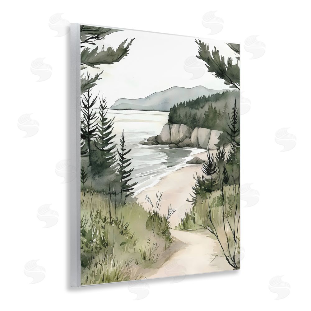 Riley B Coastal Calm Winding Path Wall Plaque with Fixed Lithograph Print