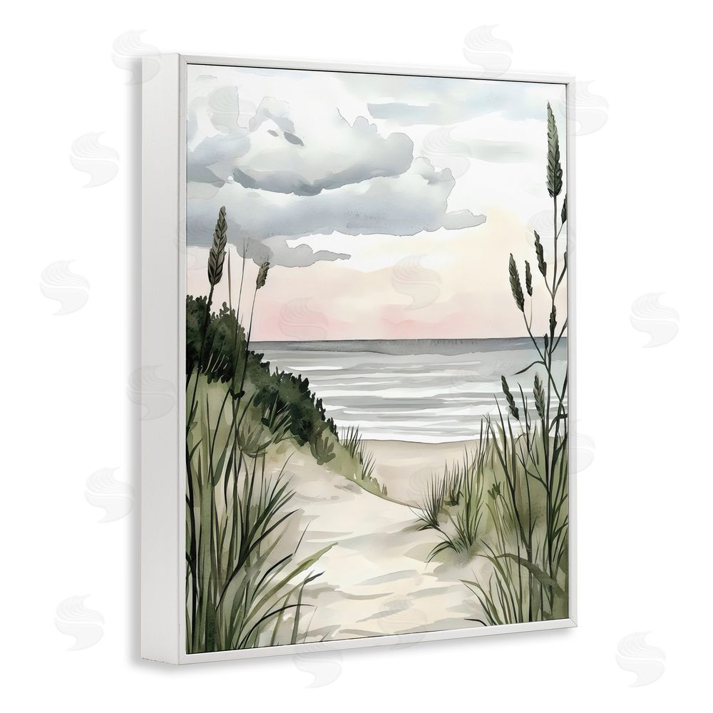 Riley B Coastal Calm Seaside Dunes White Framed Giclee Wall Art Print