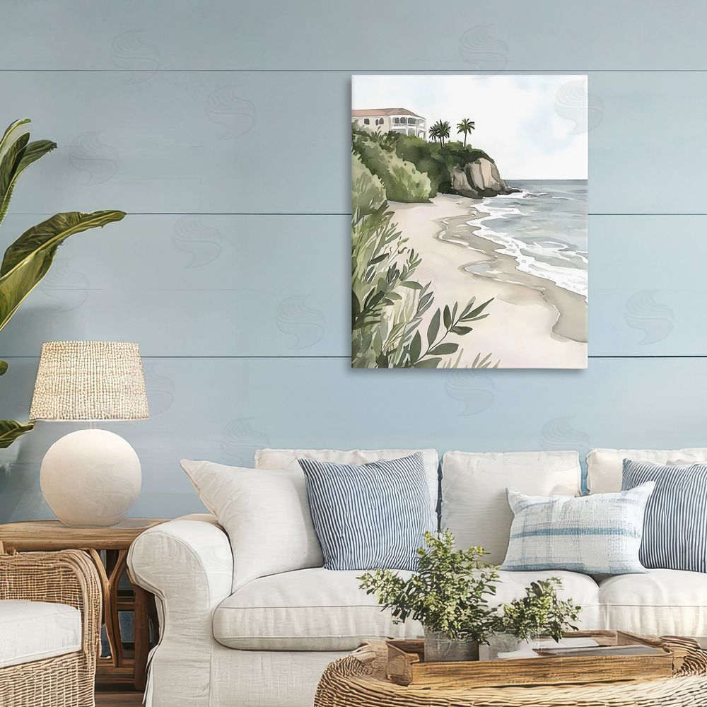 Riley B Coastal Calm Villa on Bluff Stretched Canvas Wall Art in Room