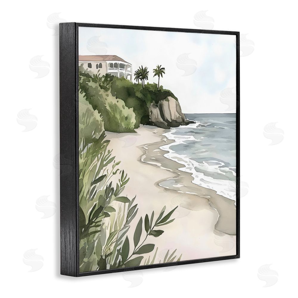 Riley B Coastal Calm Villa on Bluff Black Framed Giclee Wall Art Print