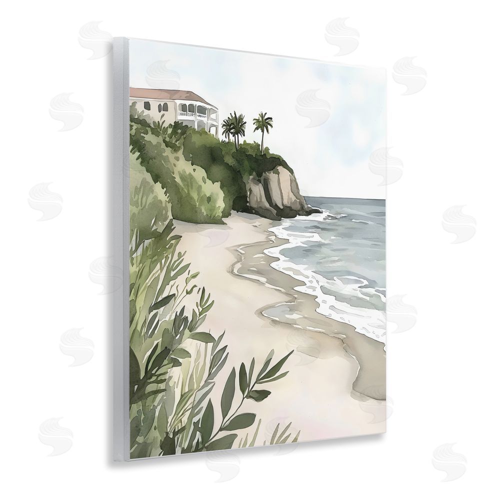 Riley B Coastal Calm Villa on Bluff Wall Plaque with Fixed Lithograph Print
