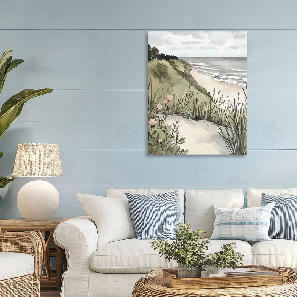 Riley B Coastal Calm on Sandy Dunes Stretched Canvas Wall Art in Room