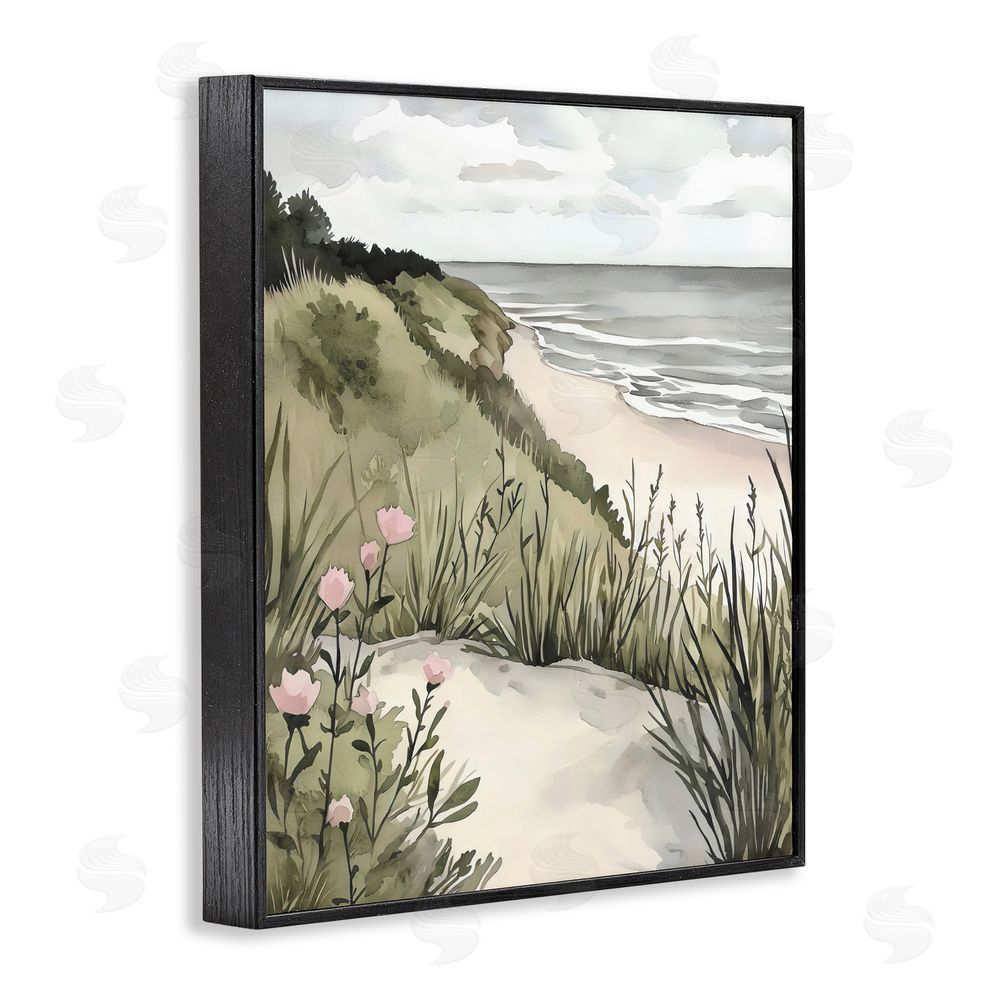 Riley B Coastal Calm on Sandy Dunes Black Framed Giclee Wall Art Print