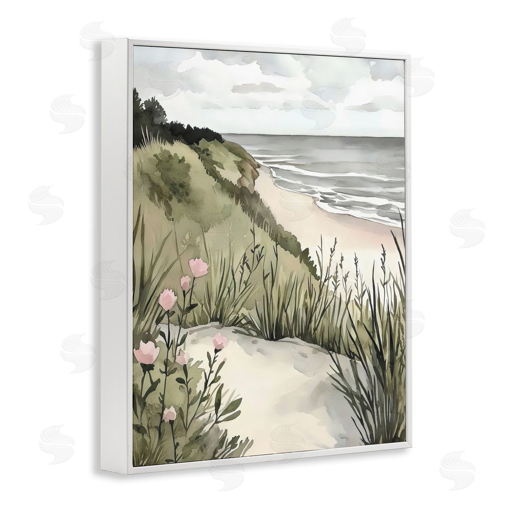 Riley B Coastal Calm on Sandy Dunes White Framed Giclee Wall Art Print