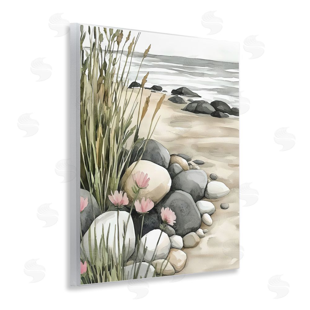 Riley B Coastal Calm Pebbles Wall Plaque with Fixed Lithograph Print