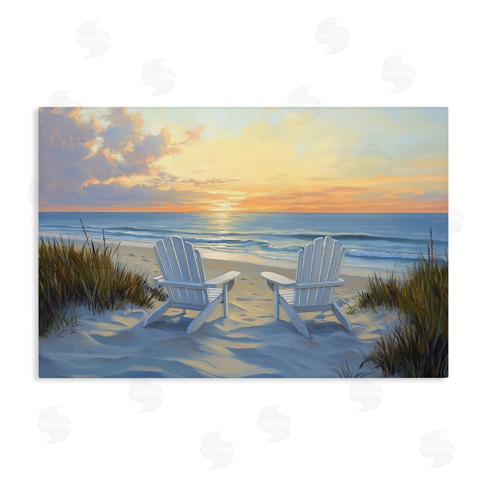 Petal Prints Design Calm Beach Sunset Overlook Stretched Canvas Wall Art Print