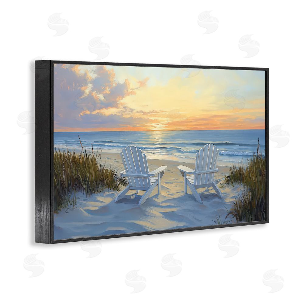 Petal Prints Design Calm Beach Sunset Overlook Black Framed Giclee Wall Art Print