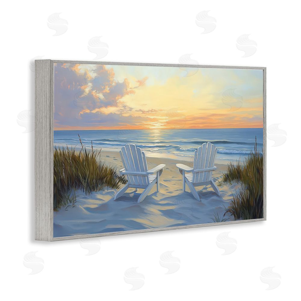 Petal Prints Design Calm Beach Sunset Overlook Gray Framed Giclee Wall Art Print