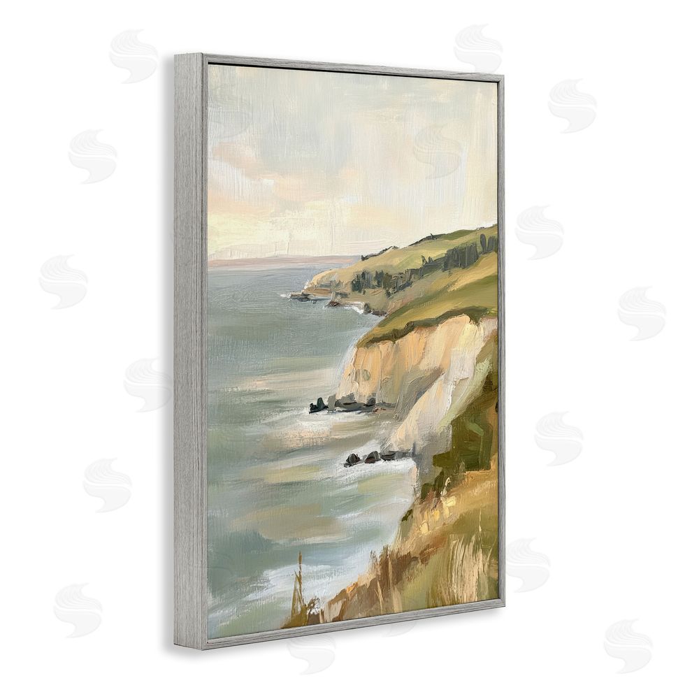 Petal Prints Design Cliffs Off The Sea Gray Framed Giclee Wall Art Print