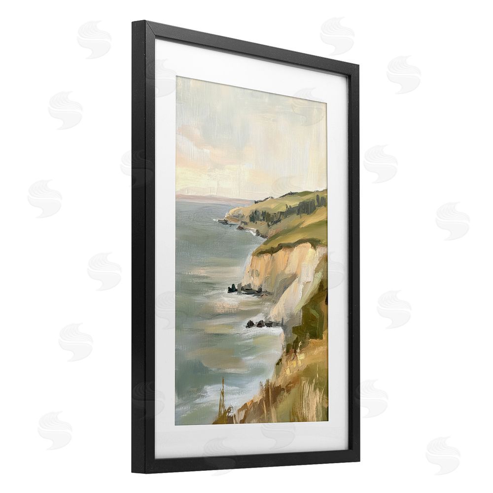 Petal Prints Design Cliffs Off The Sea Black Framed Print Under Glass Wall Art