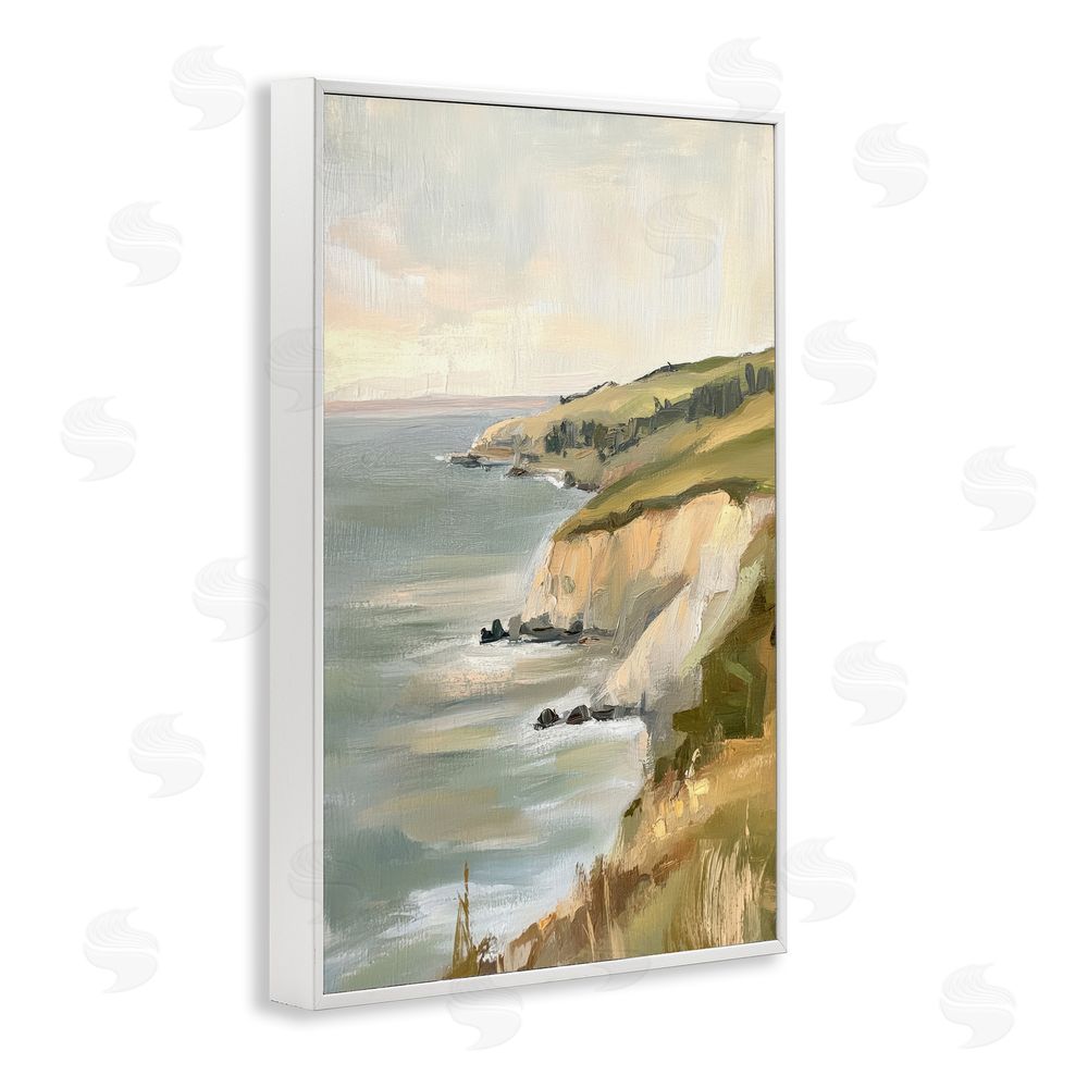 Petal Prints Design Cliffs Off The Sea White Framed Giclee Wall Art Print