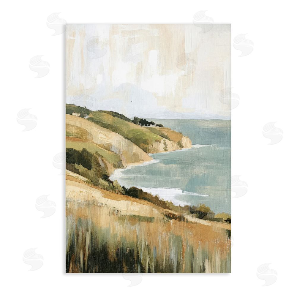 Petal Prints Design Serene Cliff Coast Landscape Stretched Canvas Wall Art Print