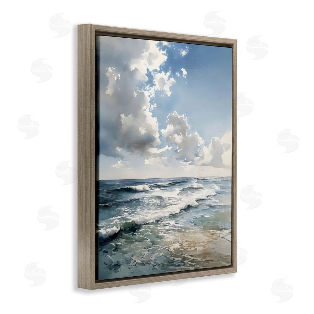 Franklyn Gregory Soft Waves & Clouds Brown Floating Framed Canvas Wall Art Print