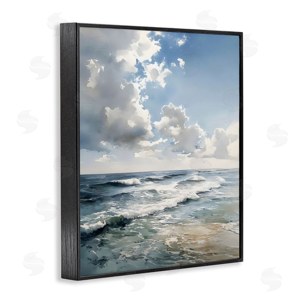 Franklyn Gregory Soft Waves & Clouds Black Framed Giclee Wall Art Print