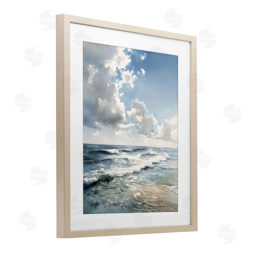 Franklyn Gregory Soft Waves & Clouds Brown Framed Print Under Glass with White Mat Wall Art