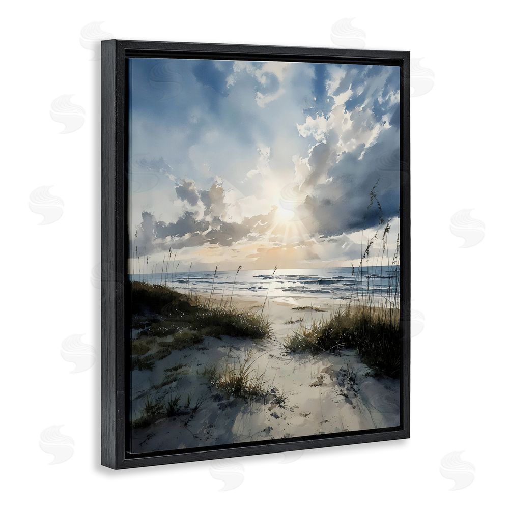 Franklyn Gregory Sunshine On The Beach Black Floating Framed Canvas Wall Art Print