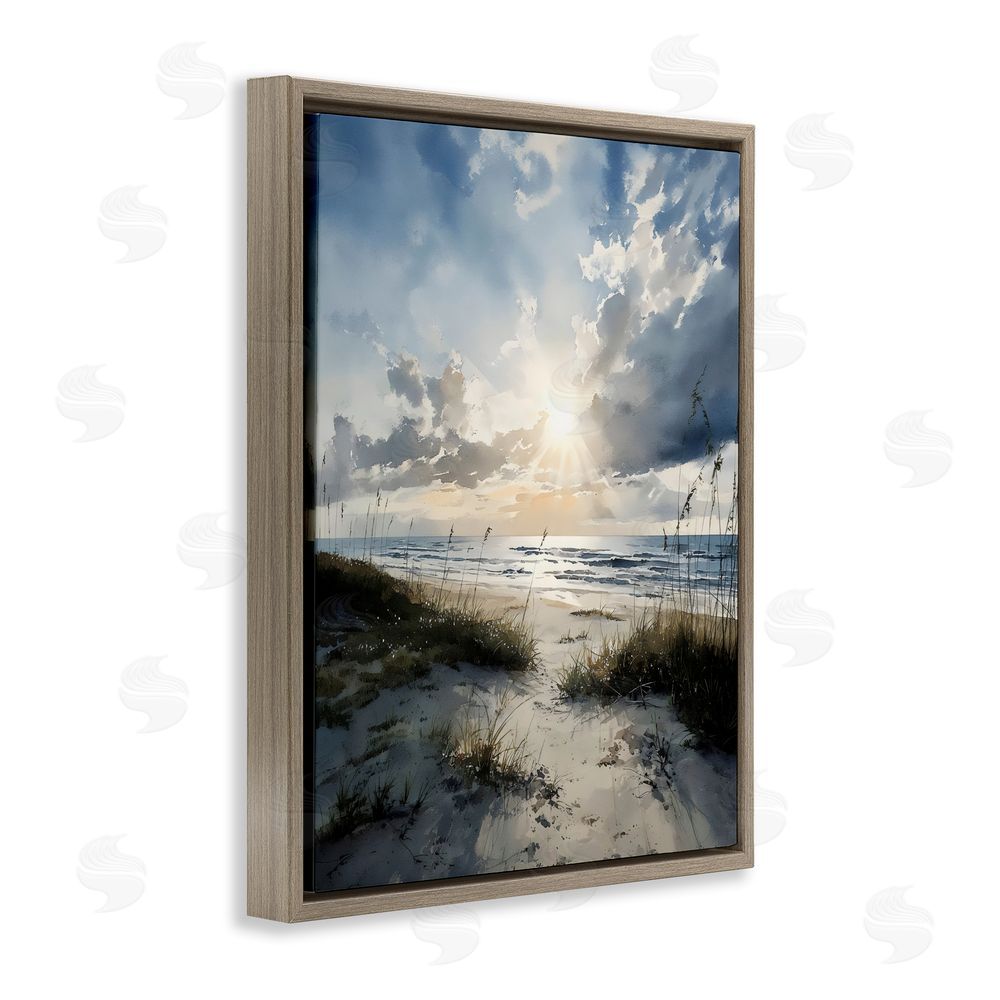 Franklyn Gregory Sunshine On The Beach Brown Floating Framed Canvas Wall Art Print