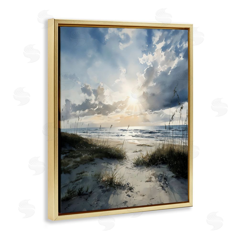 Franklyn Gregory Sunshine On The Beach Gold Floating Framed Canvas Wall Art Print