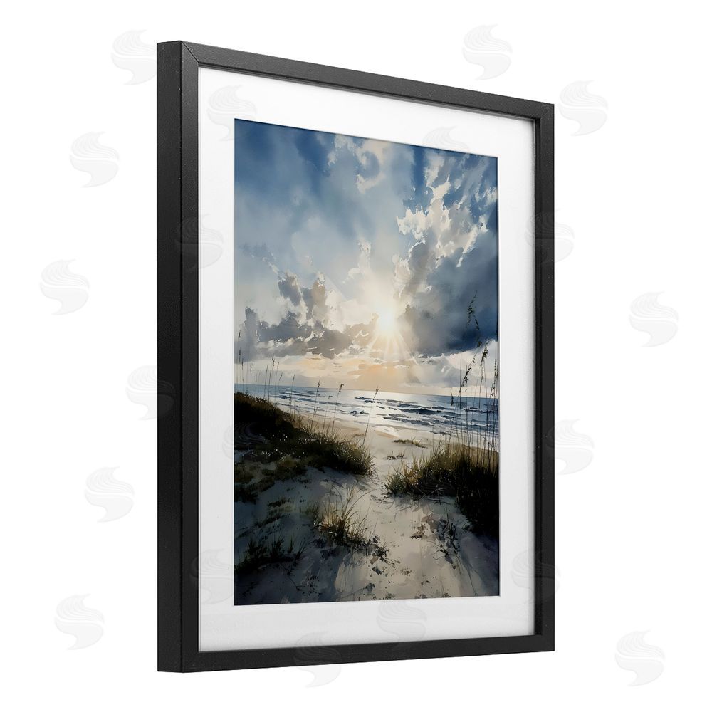 Franklyn Gregory Sunshine On The Beach Black Framed Print Under Glass with White Mat Wall Art
