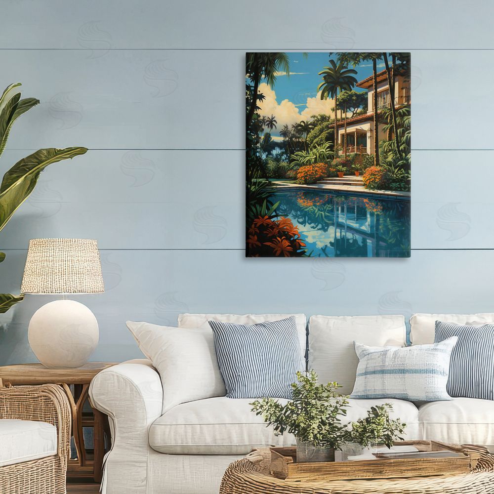 Creative Studio Tropical Tranquility Villa Stretched Canvas on Wall