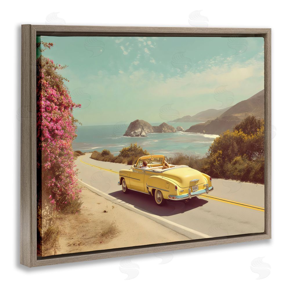 Franklyn Gregory Vintage Yellow Ride Brown Floating Framed Canvas Wall Art Print