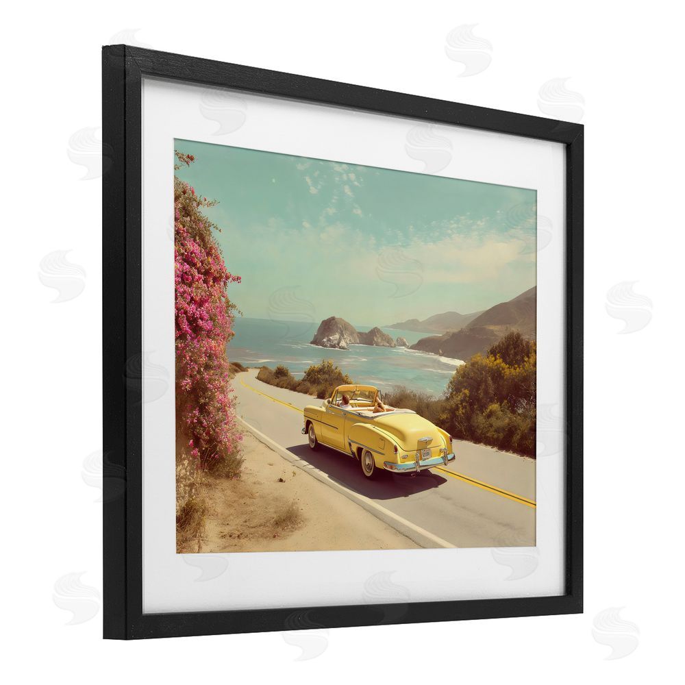 Franklyn Gregory Vintage Yellow Ride Black Framed Print Under Glass with White Mat Wall Art