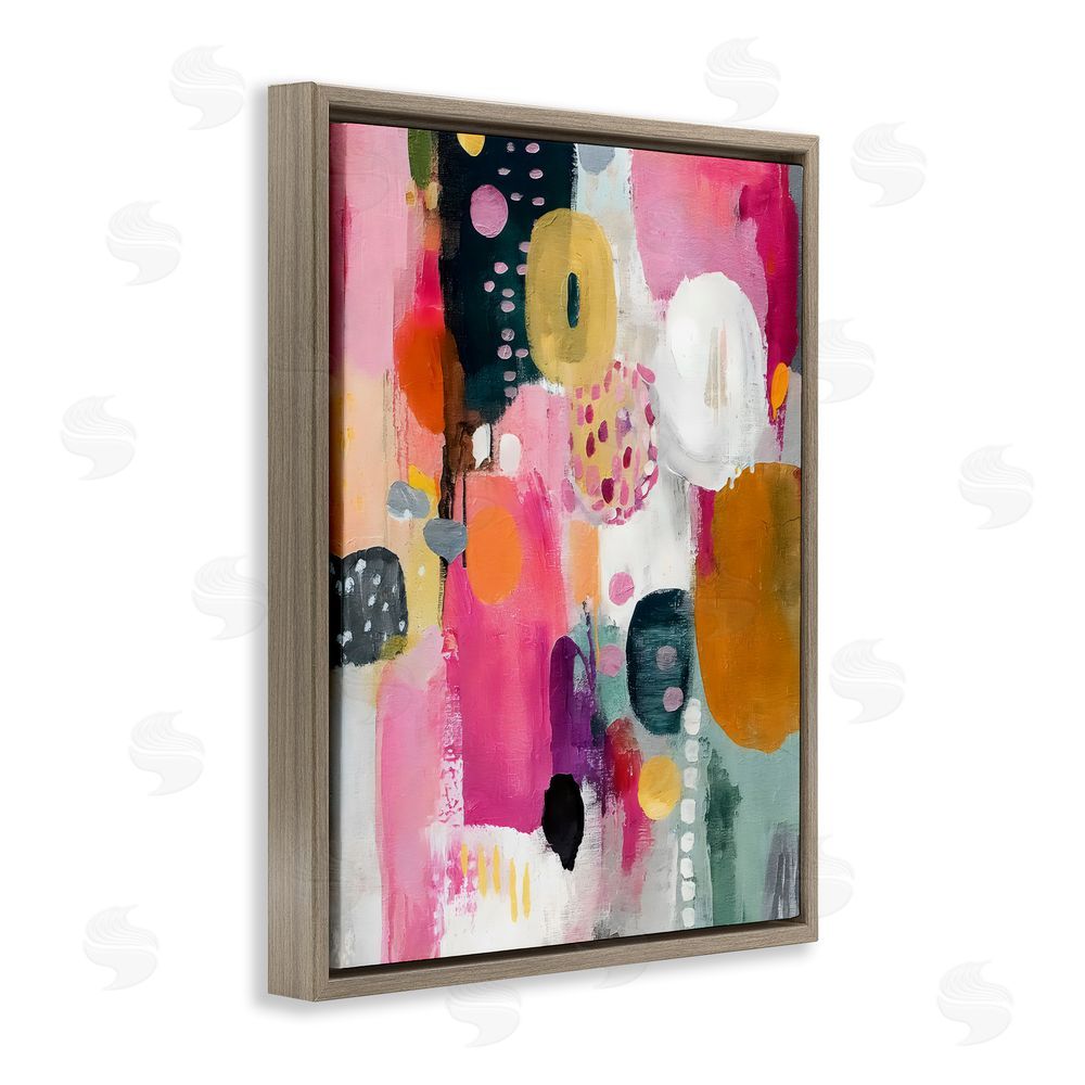 Riley B Abstract Blooms Cascade Brown Floating Frame Stretched Canvas Wall Art Print