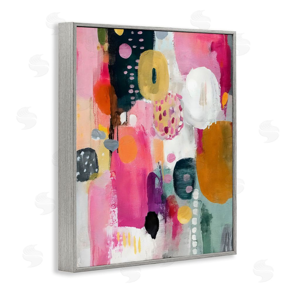Riley B Abstract Blooms Cascade Gray Framed Giclee Wall Art Print