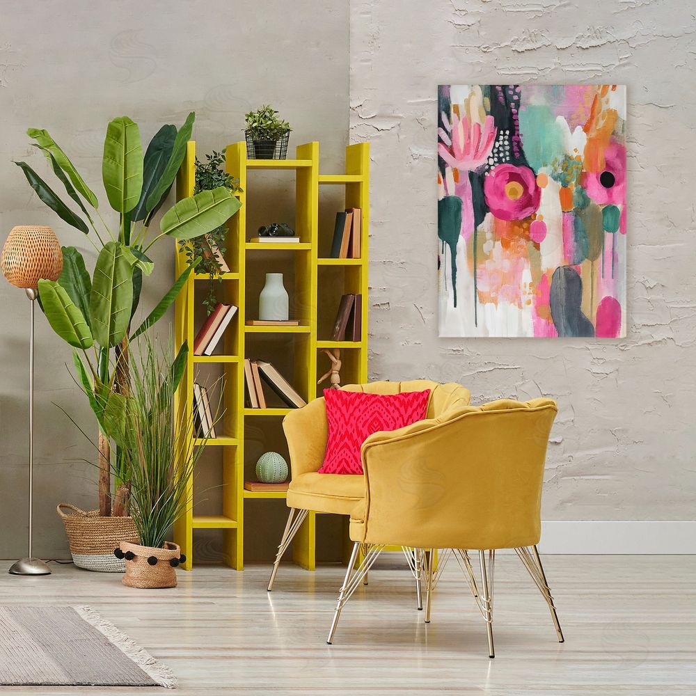Riley B Dripping Blooms Cascade Stretched Canvas Wall Art in Room