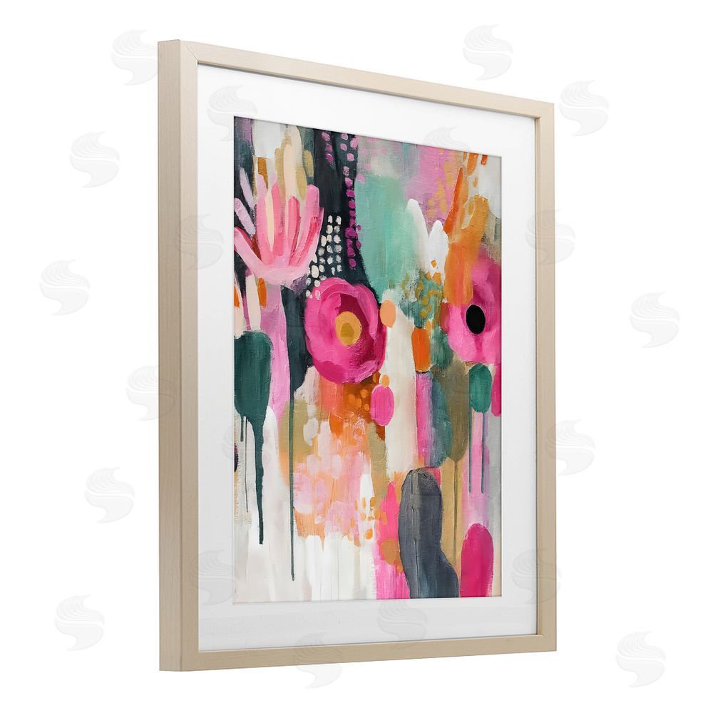Riley B Dripping Blooms Cascade Brown Framed Print Under Glass Wall Art