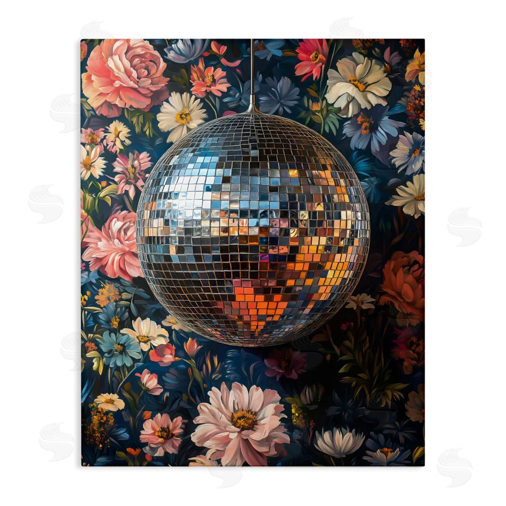 LSR Design Studio Floral Disco Ball Reflection Stretched Canvas Wall Art