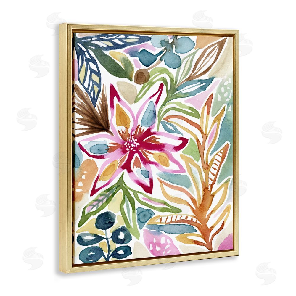 Lisa Nohren Vibrant Garden Impressions Gold Floating Framed Canvas Wall Art Print