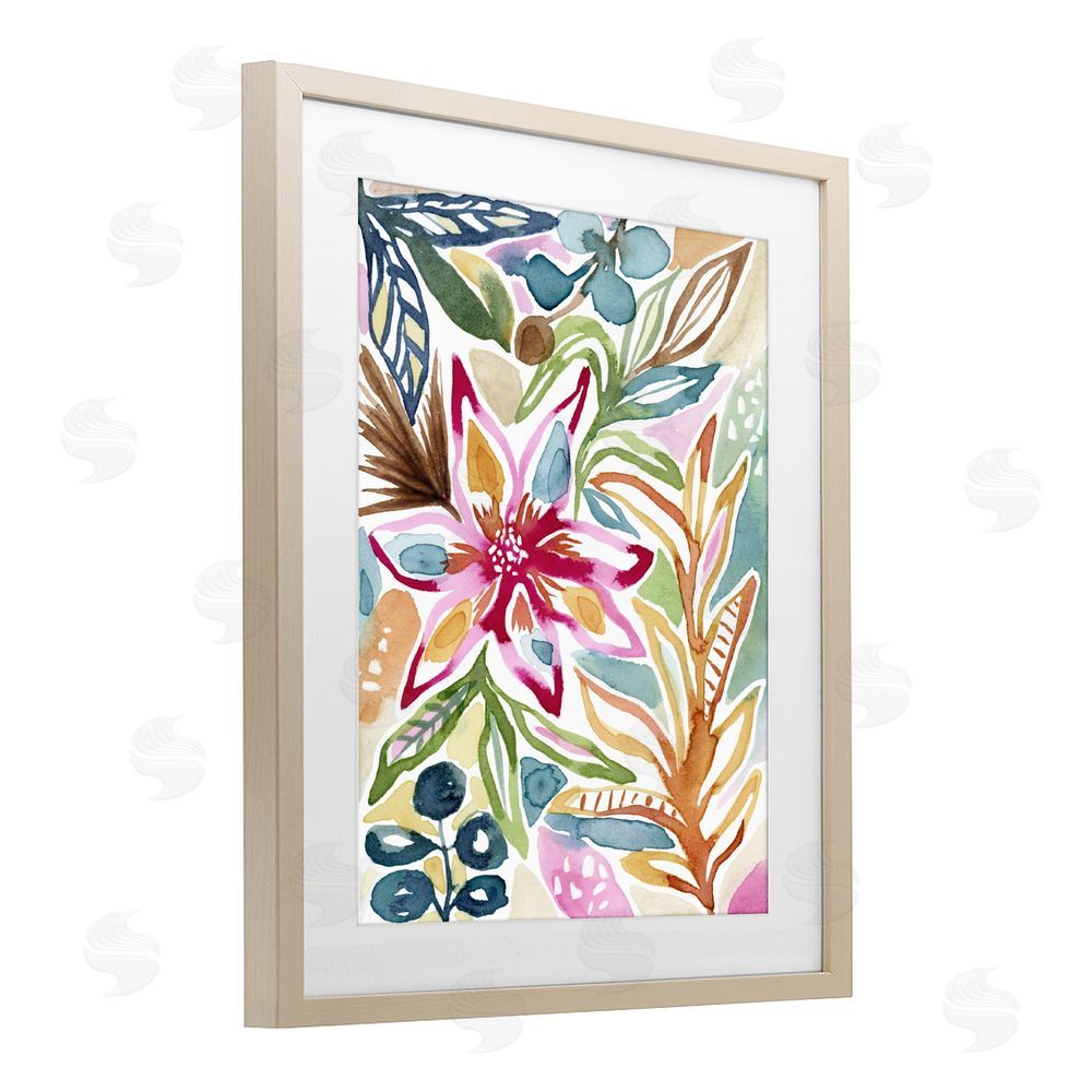 Lisa Nohren Vibrant Garden Impressions Brown Framed Print Under Glass with White Mat Wall Art