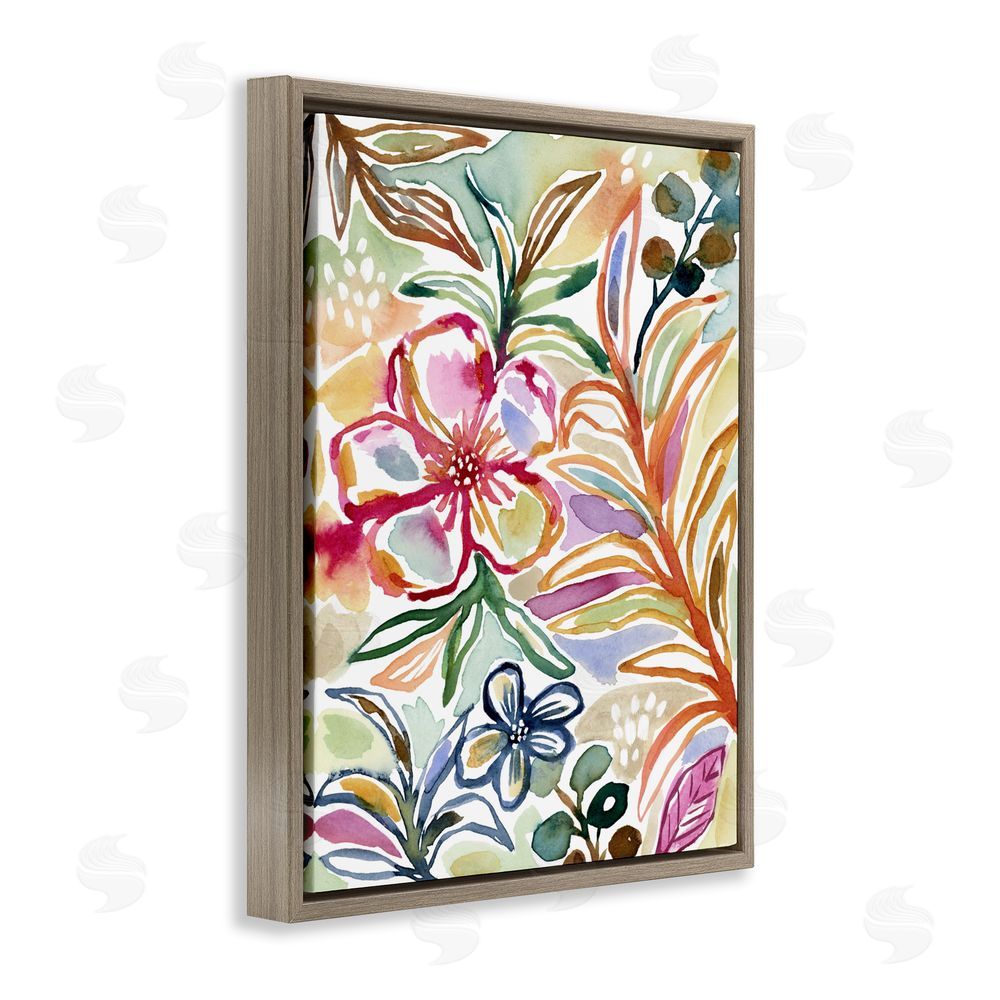 Lisa Nohren Colorful Garden Impressions Brown Floating Frame Canvas Wall Art Print
