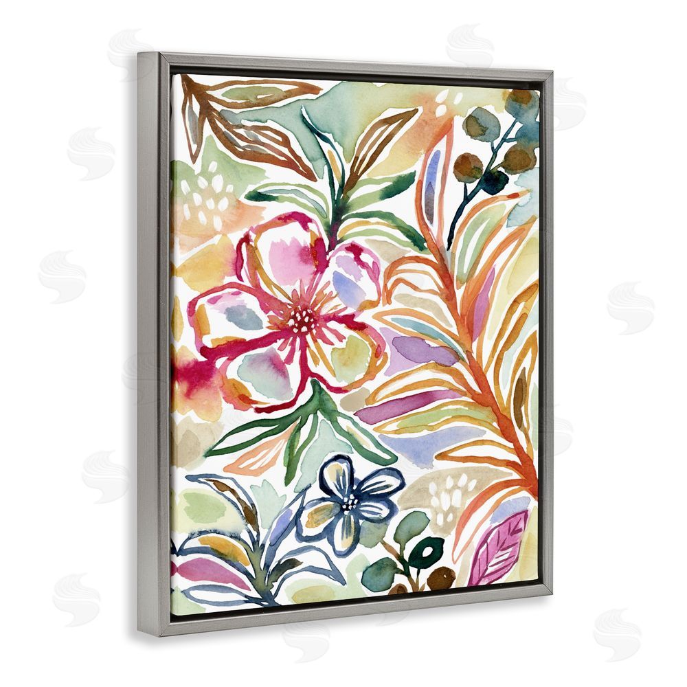 Lisa Nohren Colorful Garden Impressions Gray Floating Frame Canvas Wall Art Print