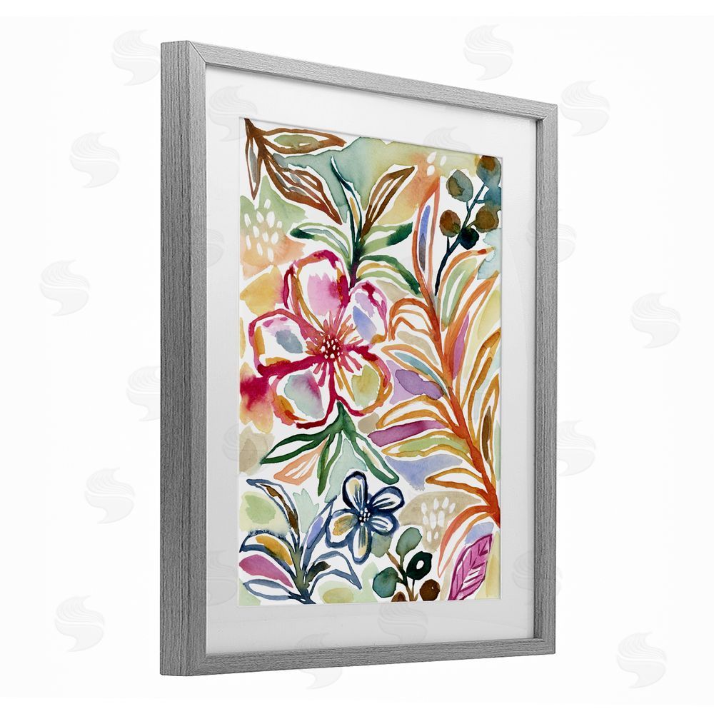 Lisa Nohren Colorful Garden Impressions Gray Framed Print Under Glass Wall Art