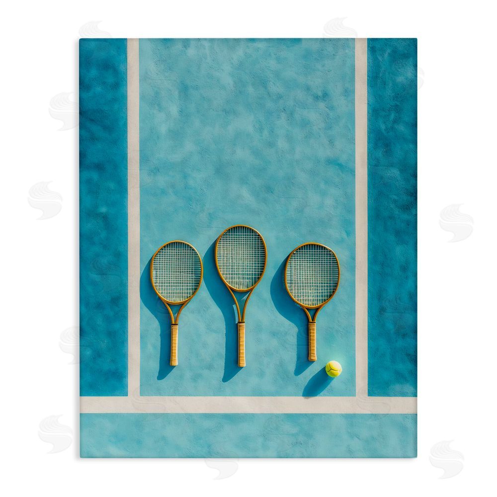 Franklyn Gregory Tennis Racket Trio Stretched Canvas Wall Art Print