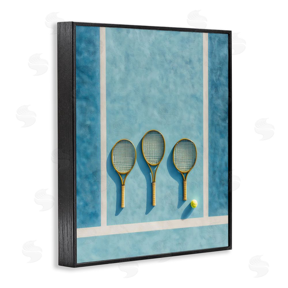 Franklyn Gregory Tennis Racket Trio Black Framed Giclee Print Wall Art
