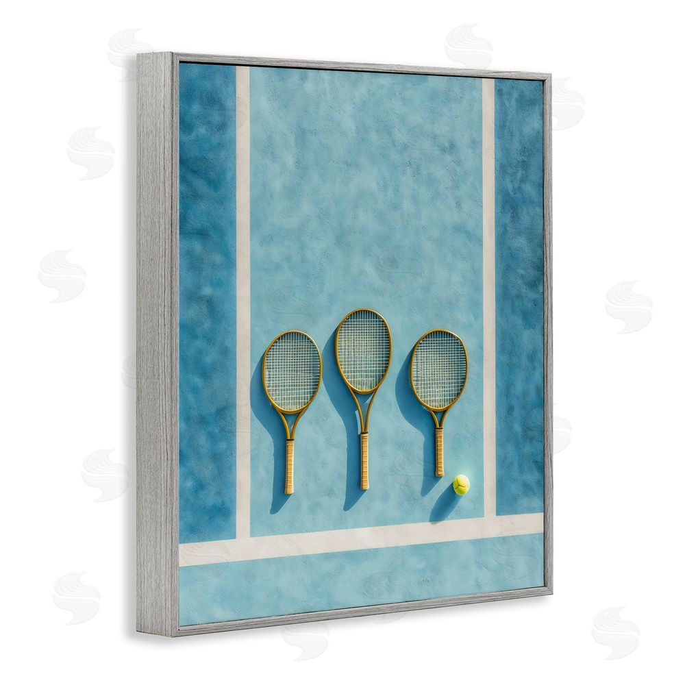 Franklyn Gregory Tennis Racket Trio Gray Framed Giclee Print Wall Art