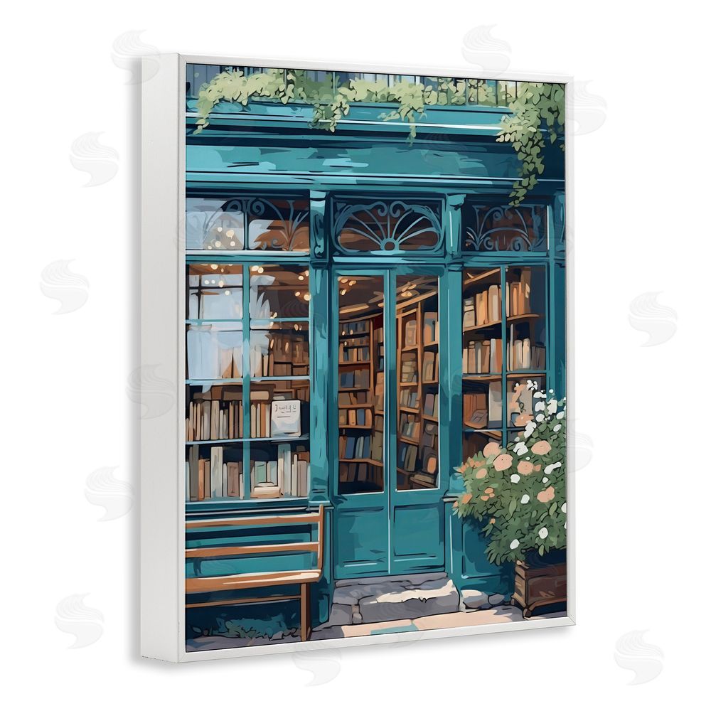 LSR Design Studio Book Shop Facade White Framed Giclee Wall Art Print