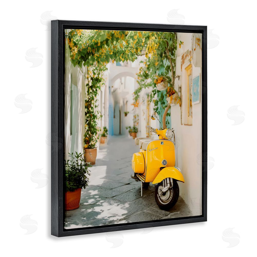 Franklyn Gregory Vacation Ride Through Alley Black Floating Framed Canvas Wall Art Print