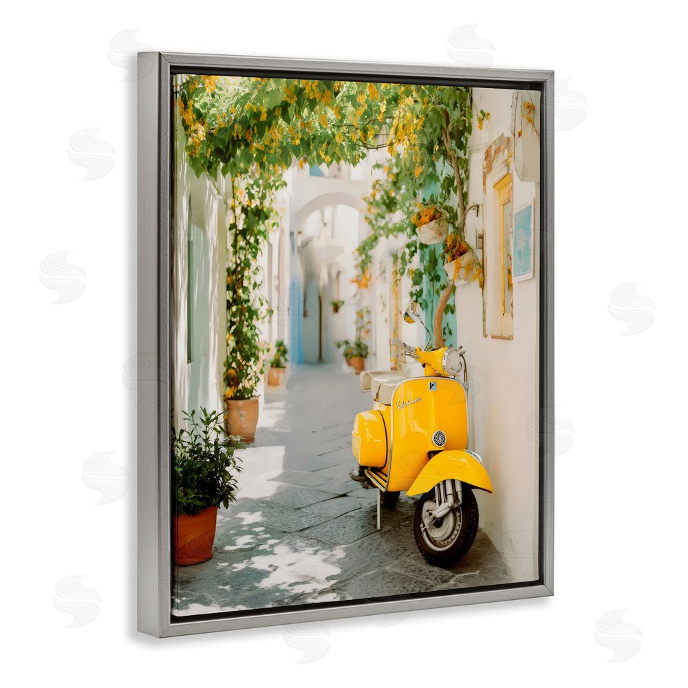 Franklyn Gregory Vacation Ride Through Alley Gray Floating Framed Canvas Wall Art Print