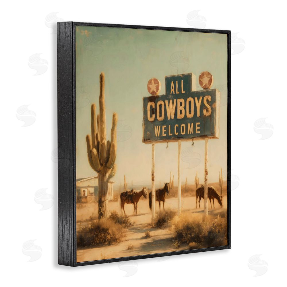Arlington Prints All Cowboys Welcome Desert Black Framed Giclee Wall Art Print