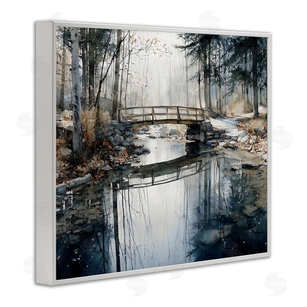 Franklyn Gregory Stone Bridge over Stream White Framed Giclee Wall Art Print