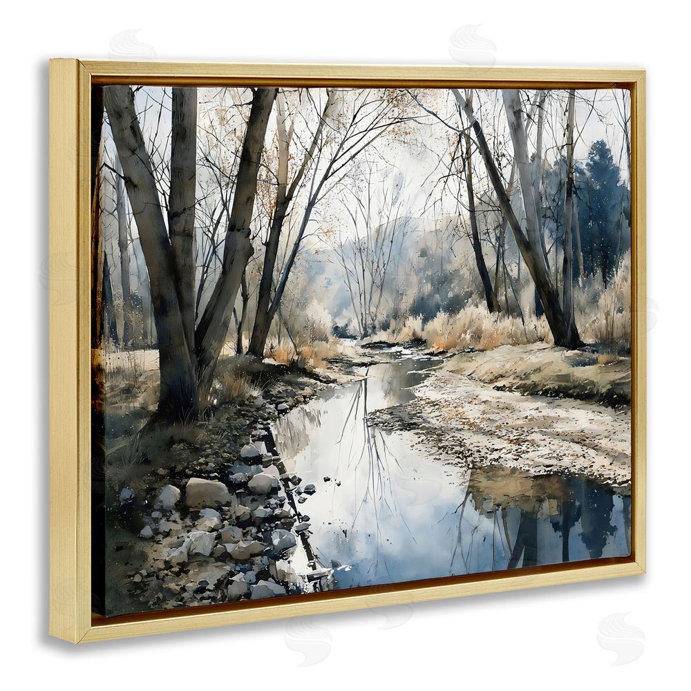 Franklyn Gregory Serene Reflections at Autumn Creek Gold Floating Framed Canvas Wall Art Print