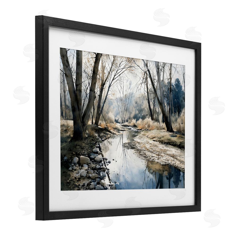 Franklyn Gregory Serene Reflections at Autumn Creek Black Framed Print Under Glass with White Mat Wall Art