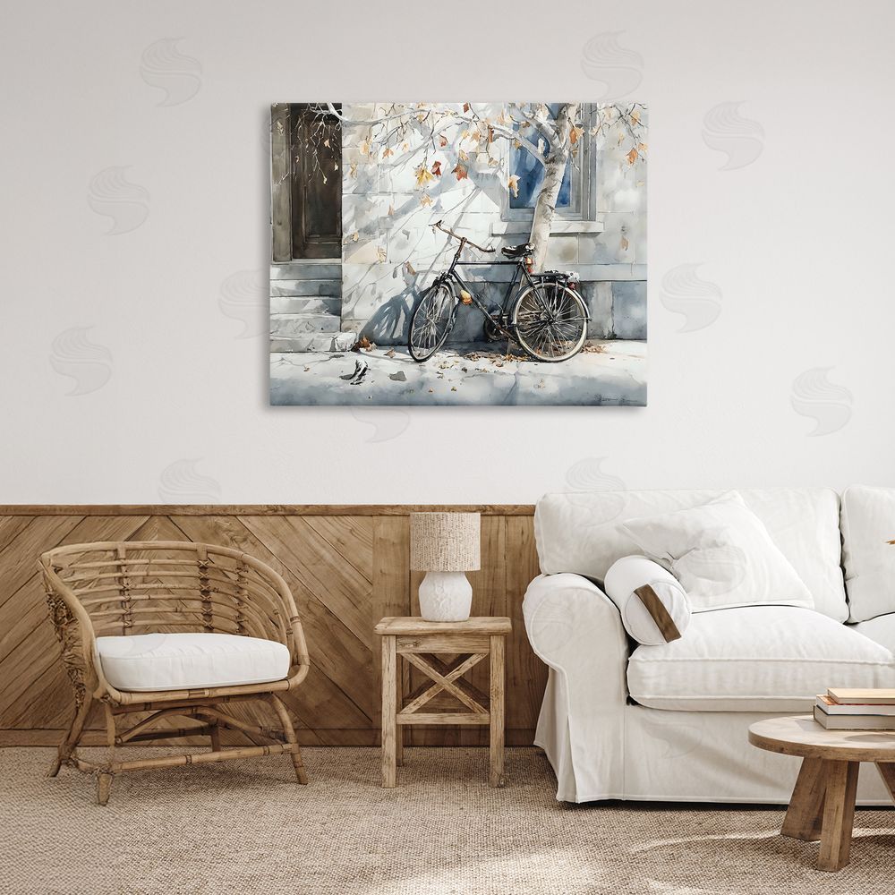 Franklyn Gregory Autumn Ride on Quiet Street Stretched Canvas Wall Art Print in Room